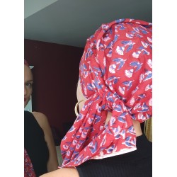 Foulard FACILE à NOUER Rouge à Motifs Bleus